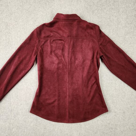 NWT New York & Co Top Size Small Burgandy Suede/Velvet Long Sleeve Button Down - Picture 5 of 10